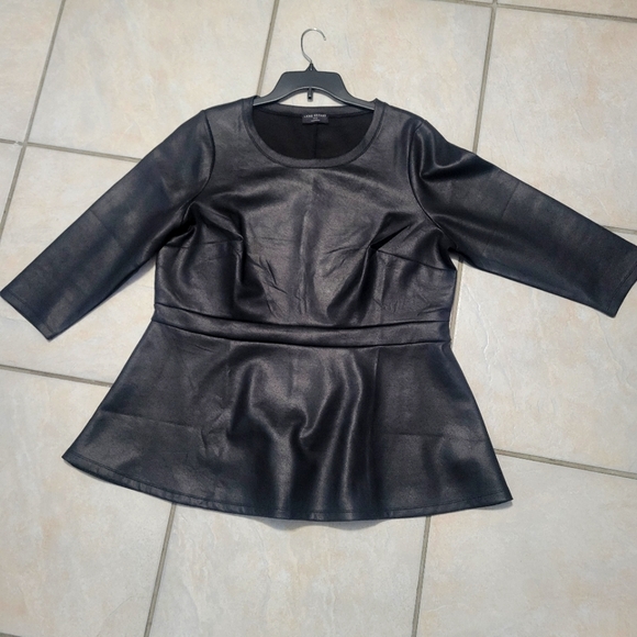 Lane Bryant Black  pleather top Size 18-20 - Picture 1 of 8